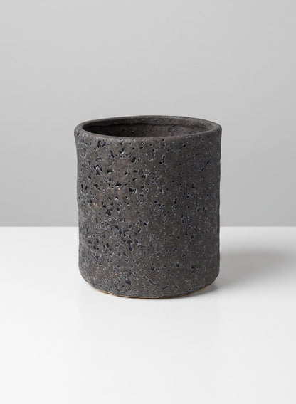 6in Dia x 7in H Boheme Black Lava Tall Cylinder