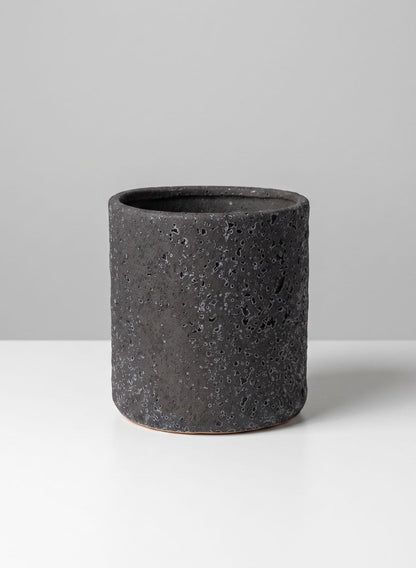 6in Dia x 7in H Boheme Black Lava Tall Cylinder