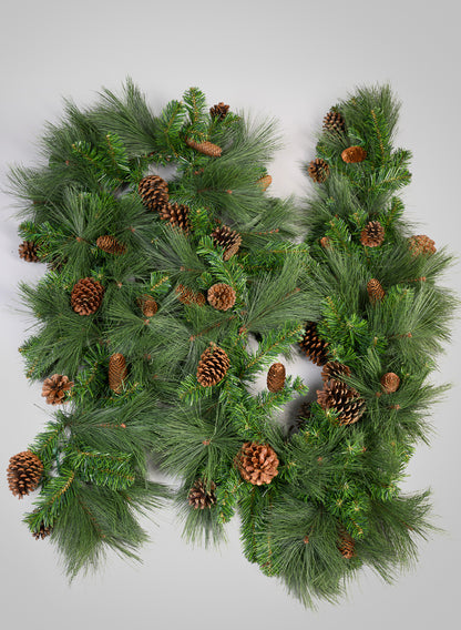 115in Long Hard Needle Garland, 35 Pinecones, 195 Tips Decor Jamali Garden