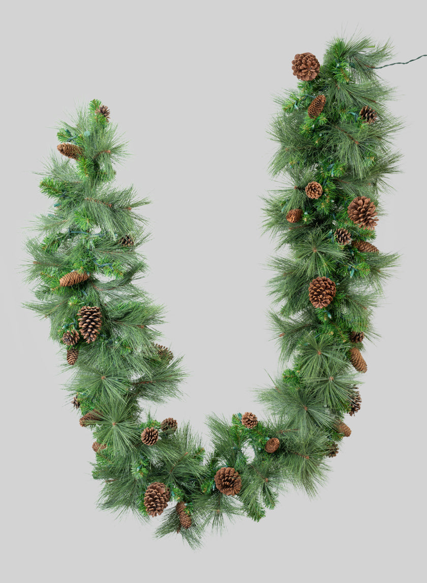 115in Long Hard Needle Garland, 35 Pinecones, 195 Tips Decor Jamali Garden