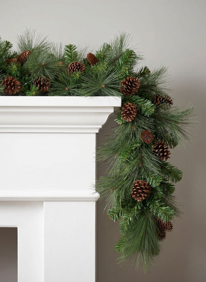 115in Long Hard Needle Garland, 35 Pinecones, 195 Tips Decor Jamali Garden