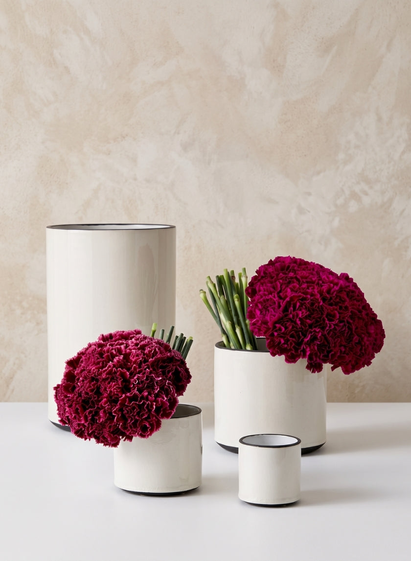 White Linen Ceramic Vases Decor Jamali Garden
