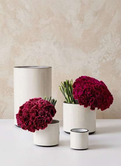 White Linen Ceramic Vases Decor Jamali Garden