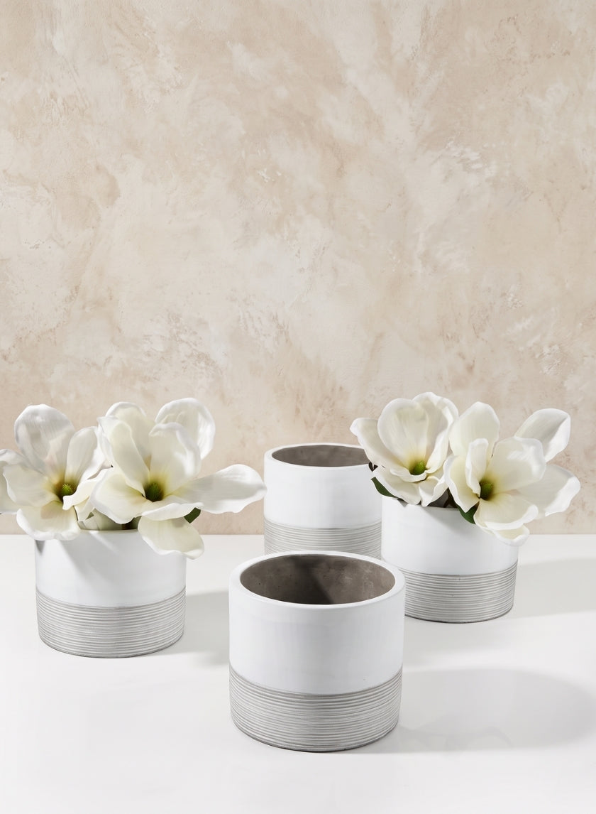 4.25in Tall Akureyri Matte Ceramic Cylinder, Set of 4 Decor Jamali Garden