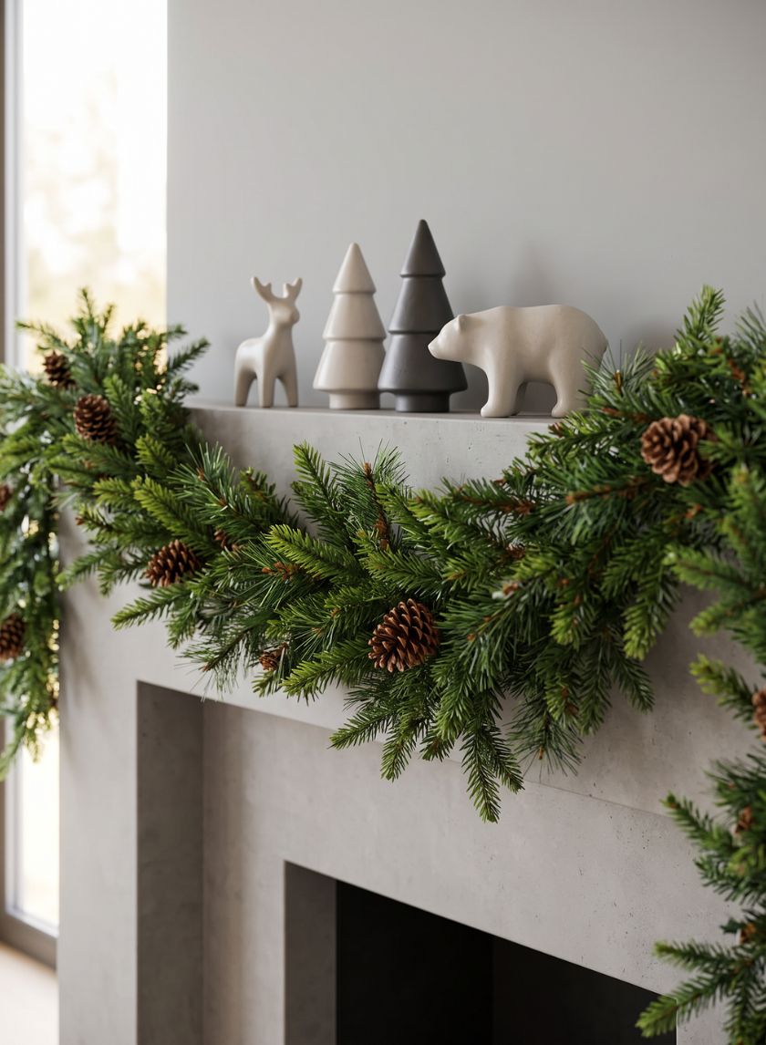 80in Long PE/Hard Needle Garland, 360 Tips, 16 Pinecones Decor Jamali Garden