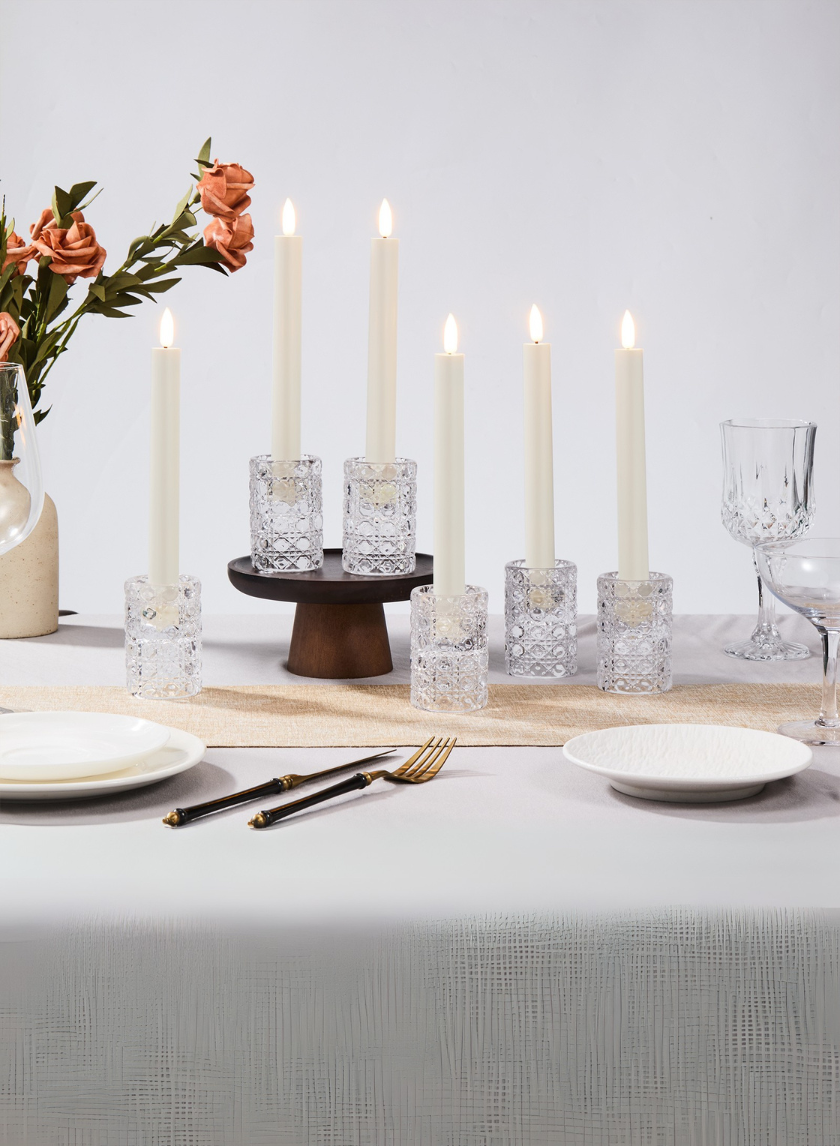 9in Tall White Taper Candles with Remote, Set of 6 Decor Jamali Garden