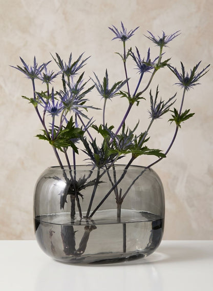 5.5in Tall Cool Grey Glass Square Fishbowl Vase Decor Jamali Garden