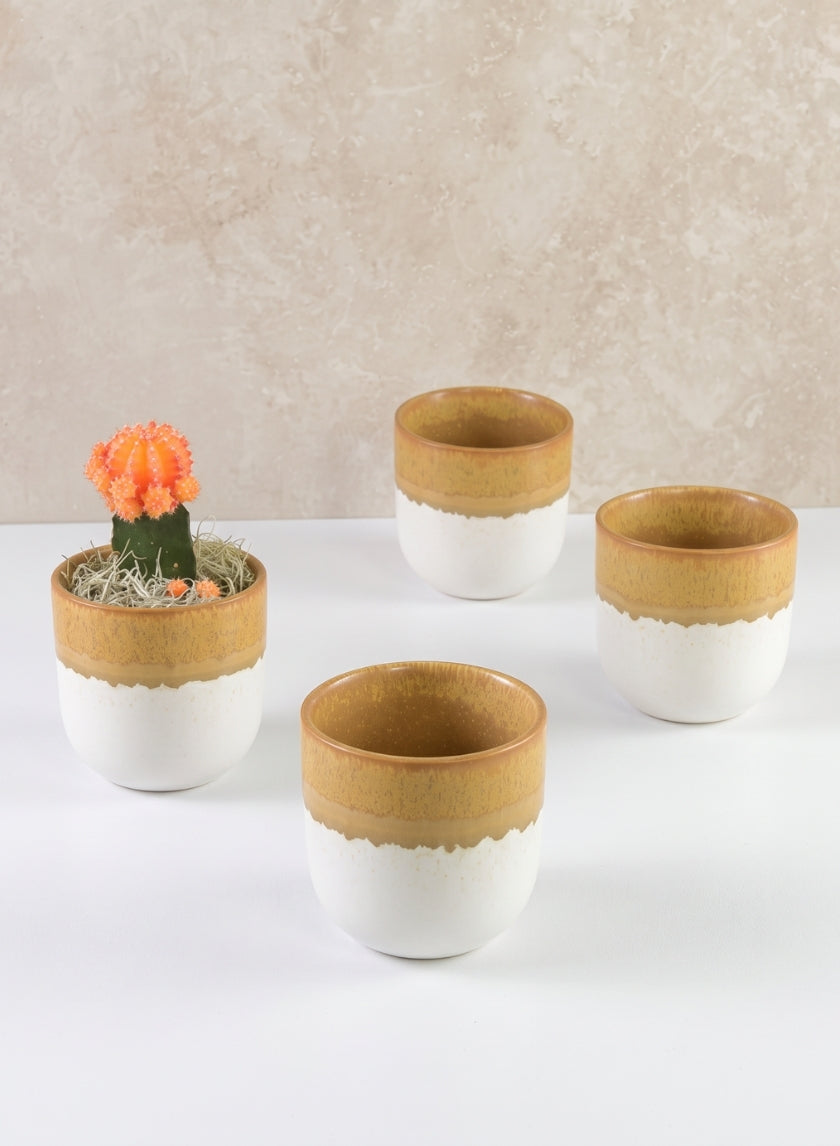 4in Tall Fermier Ceramic Cache Pot, Set of 4 Decor Jamali Garden