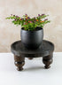 14in Wide Banjara Reclaimed Look Black Rugged Wood Stand Decor Jamali Garden