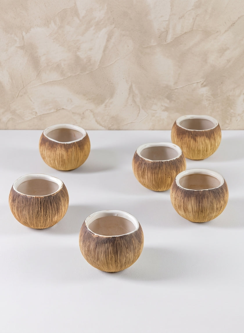 3in Wide Bali Coconut Mini Ceramic Vase, Set of 6 Decor Jamali Garden