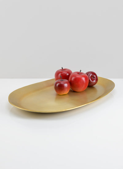 Pooja Brass Look Aluminum Oval Tray