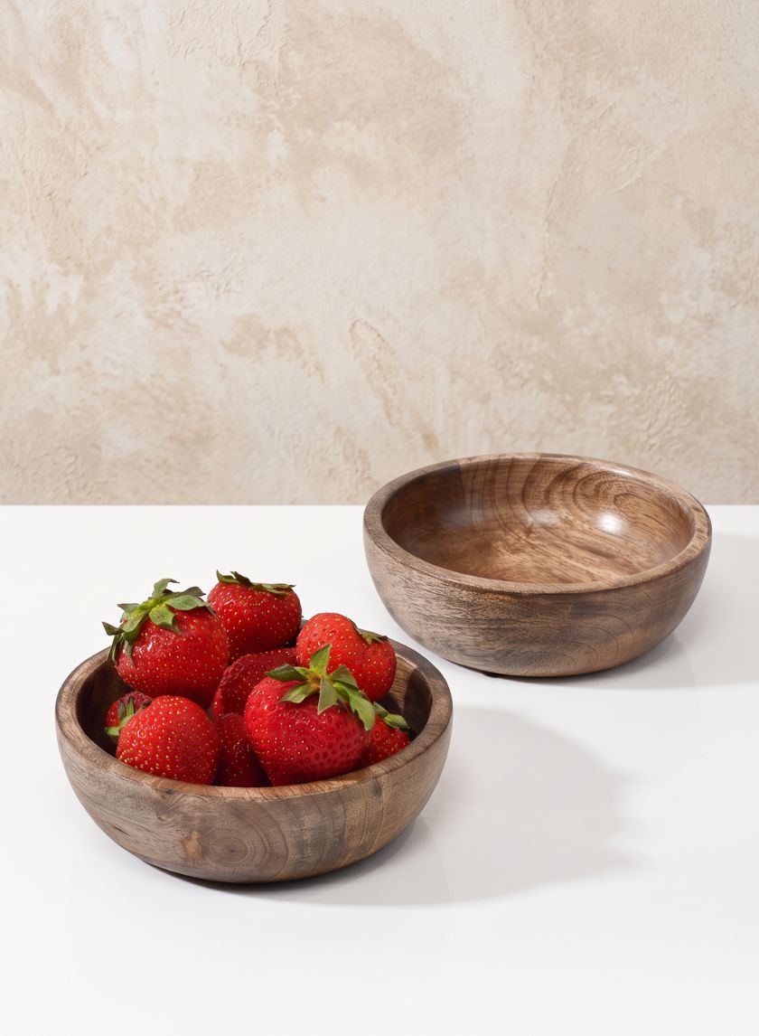 5in Wide Salma Wood Bowl, Mini, Set of 4 Decor Jamali Garden