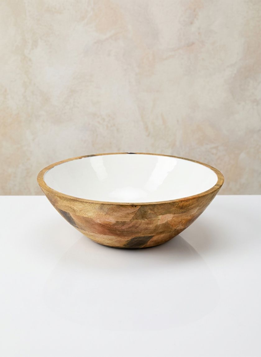 10in Wide Bombay Enameled Wood Bowl Decor Jamali Garden