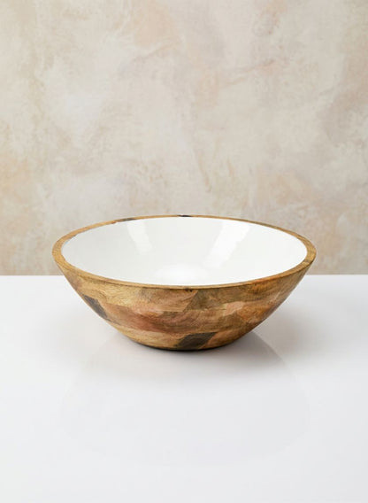 10in Wide Bombay Enameled Wood Bowl Decor Jamali Garden