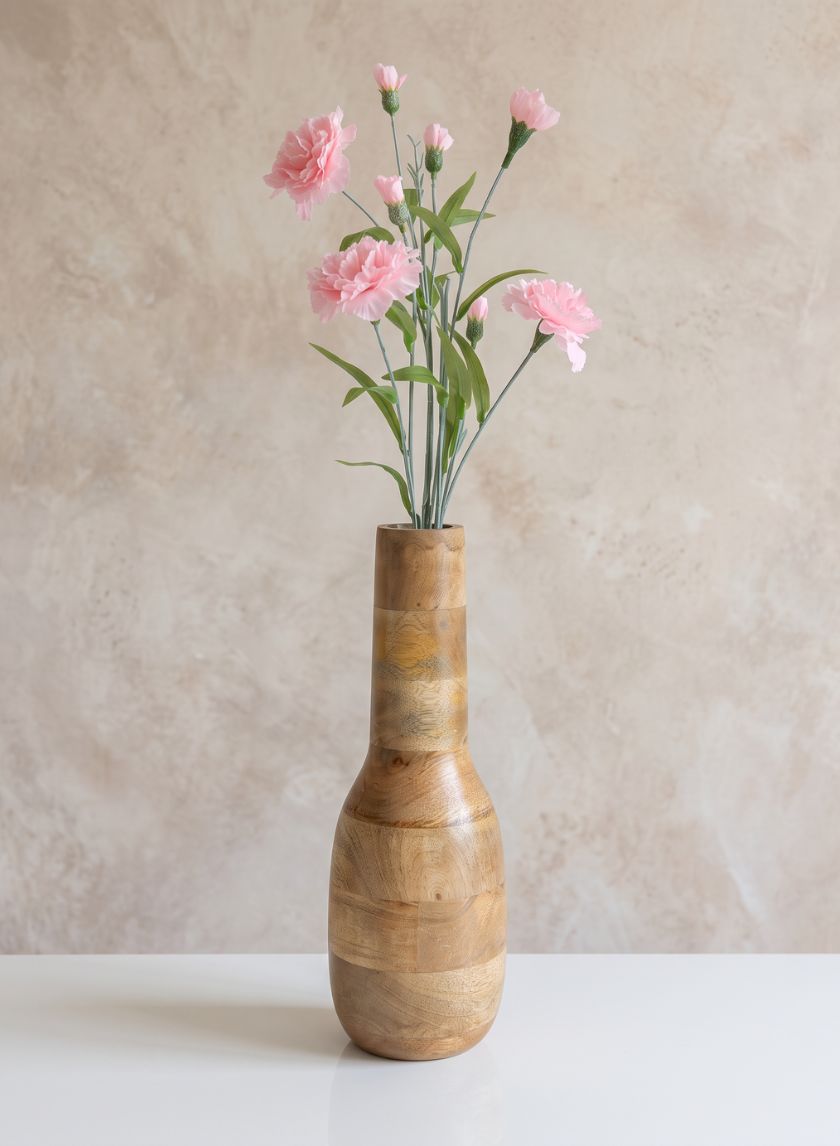 12in Tall Amazonas Deco Wood Vase With Metal Insert Decor Jamali Garden