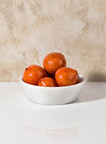 7.5in Wide Strongylos White Marble Bowl Decor Jamali Garden