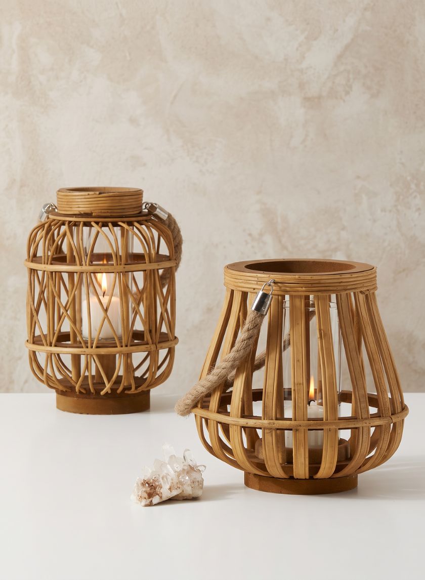 Wood Hurricane Lanterns Decor Jamali Garden