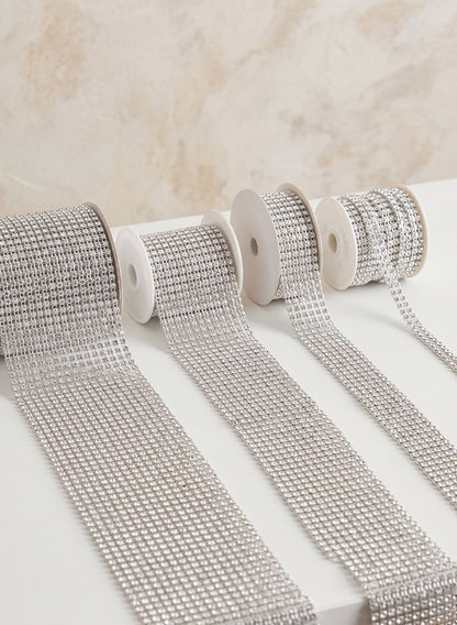 3/8in - 4 3/4in Silver Diamond Bead Ribbons Decor Jamali Garden