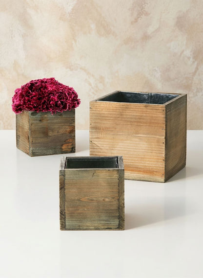 4in &amp; 6in Aged Pine Cubes Decor Jamali Garden