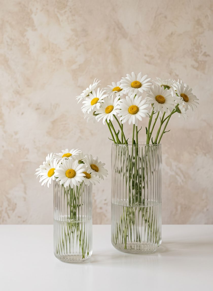 Pleated Clear Glass Vase Decor Jamali Garden