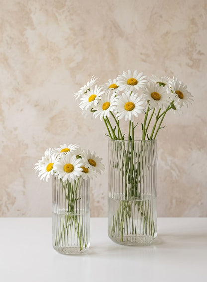 Pleated Clear Glass Vase Decor Jamali Garden