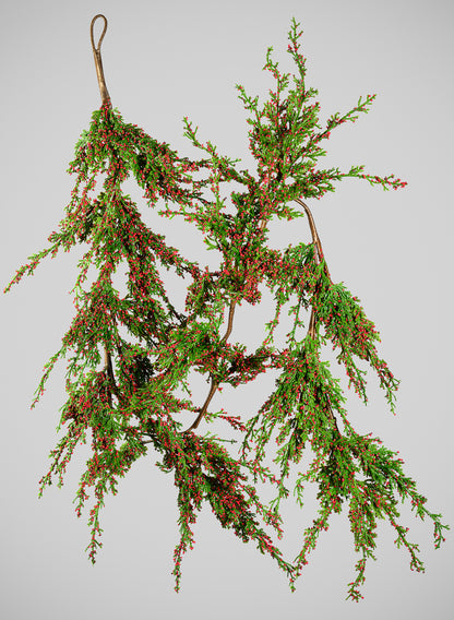 72in Long Pine With Red Mini Berry Garland Decor Jamali Garden