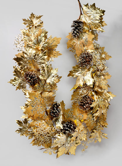 6ft Long Gold Mixed Maple Leaf Garland, Case of 2 Decor Jamali Garden