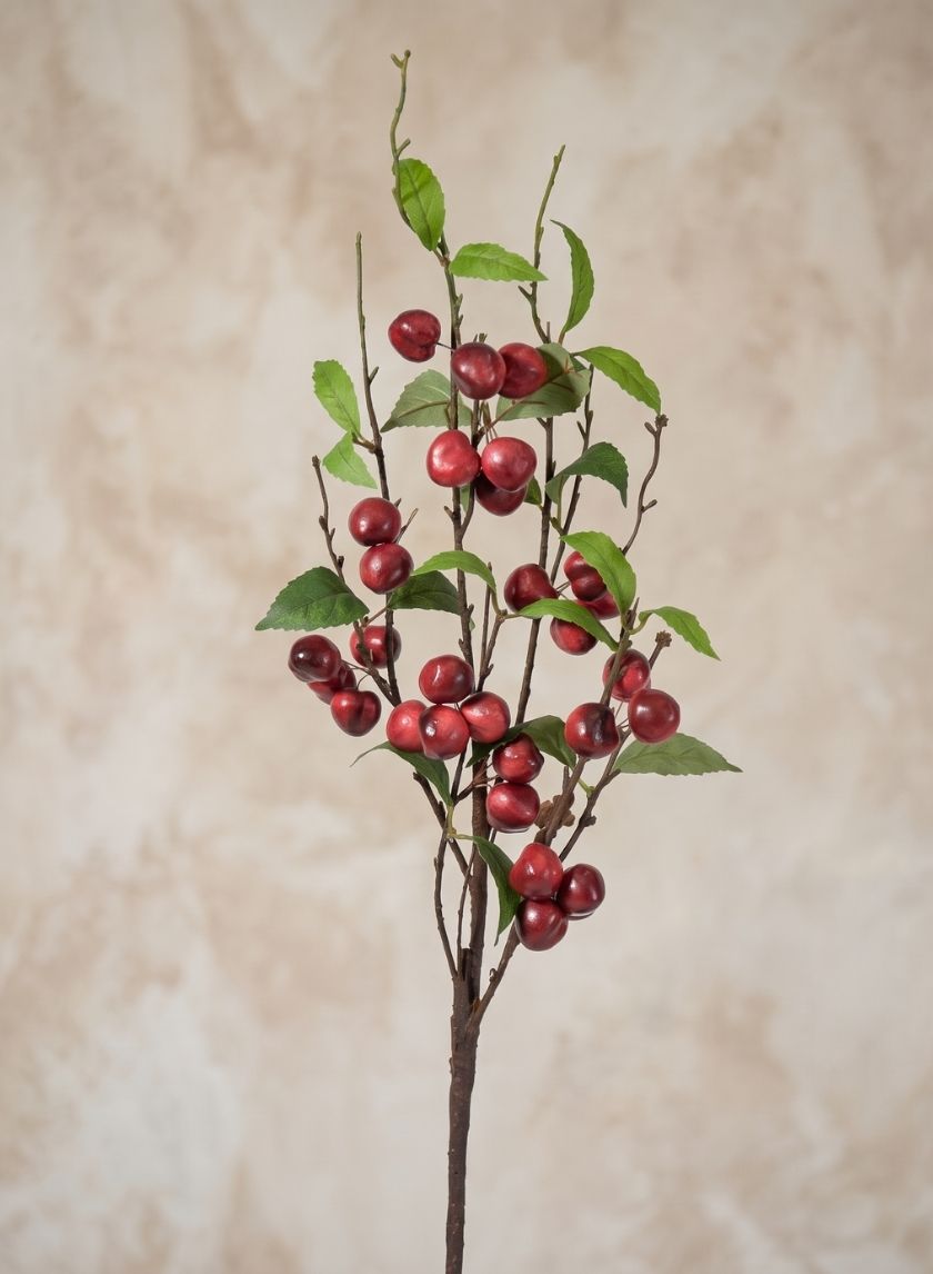 30in Long Red Cherry Branch, Case of 12 Decor Jamali Garden