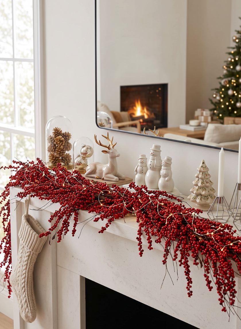 72in Long Red Mini Berry Garland Decor Jamali Garden