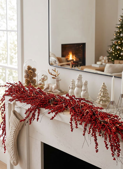 72in Long Red Mini Berry Garland Decor Jamali Garden