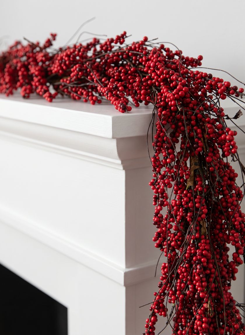 72in Long Red Mini Berry Garland Decor Jamali Garden