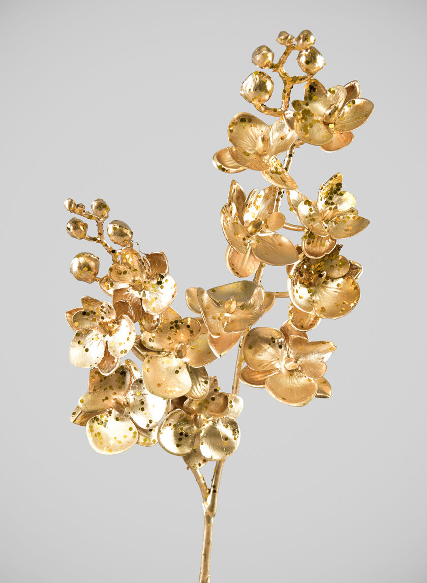 25in Long Gold Phalaenopsis Orchid Spray, Case of 12 Decor Jamali Garden
