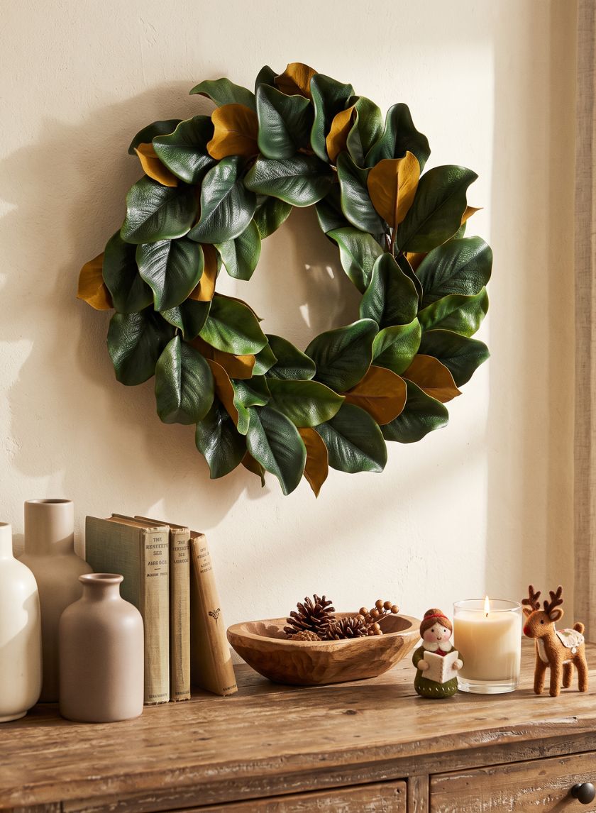 24in Wide Magnolia Wreath Decor Jamali Garden