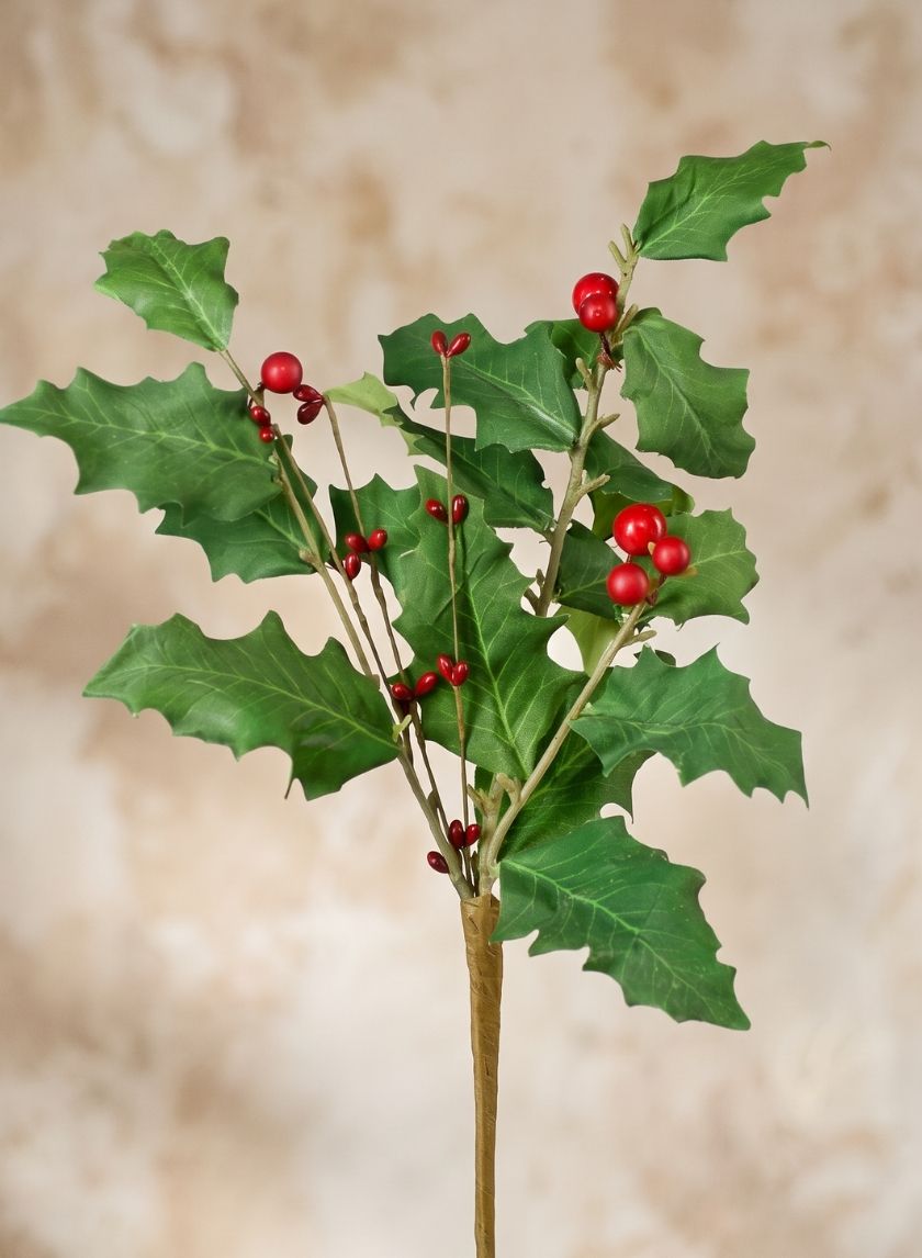 15in Long Holly with Red Berry Pick Decor Jamali Garden