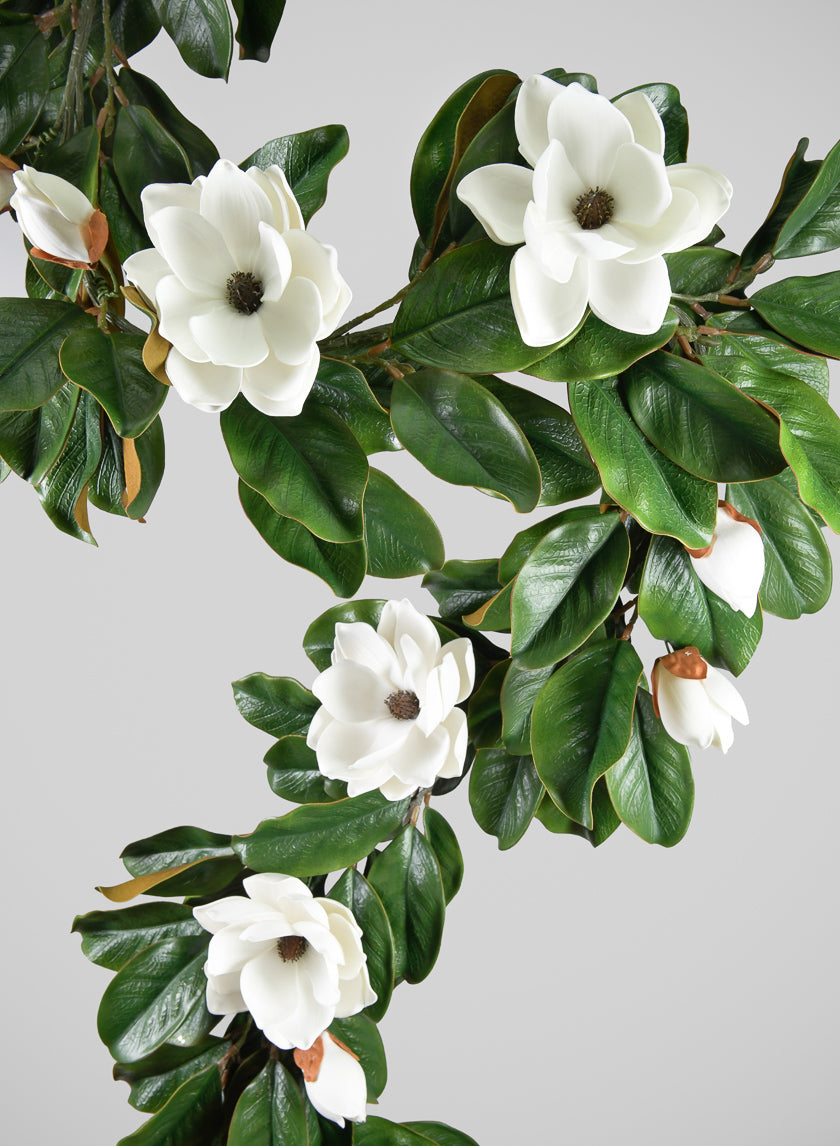 6ft Long Magnolia Garland with Blooms, Case of 2 Decor Jamali Garden
