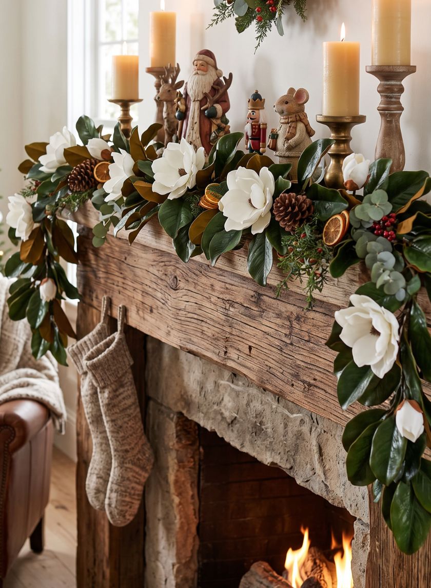 6ft Long Magnolia Garland with Blooms, Case of 2