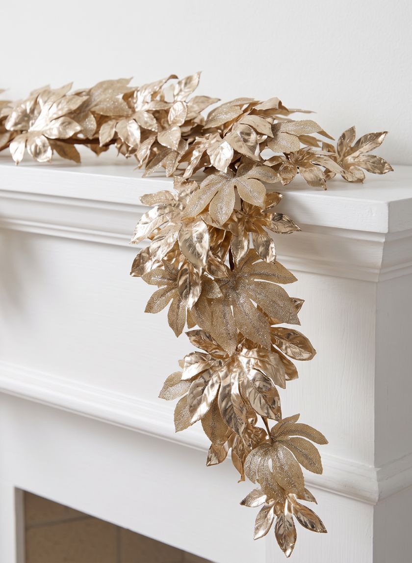 72in Long Gold Leaf Garland, Case of 2 Decor Jamali Garden