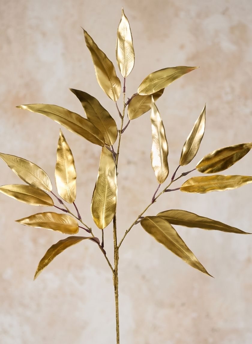 29in Long Gold Eucalyptus Leaf Spray, Case of 12 Decor Jamali Garden