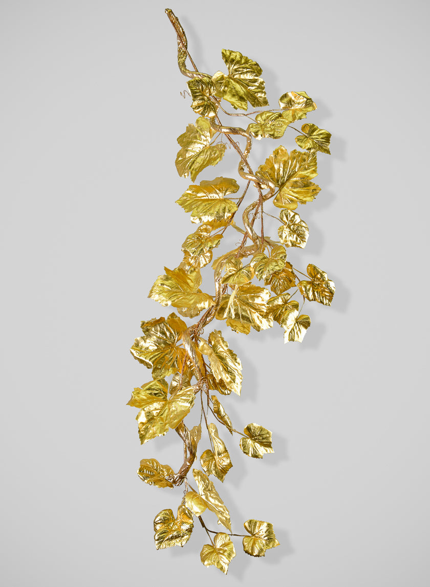 5ft Long Gold Grape Leaf Garland, Case of 6 – Jamali Garden