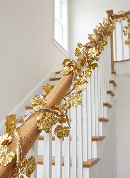 5ft Long Gold Grape Leaf Garland, Case of 6 Decor Jamali Garden