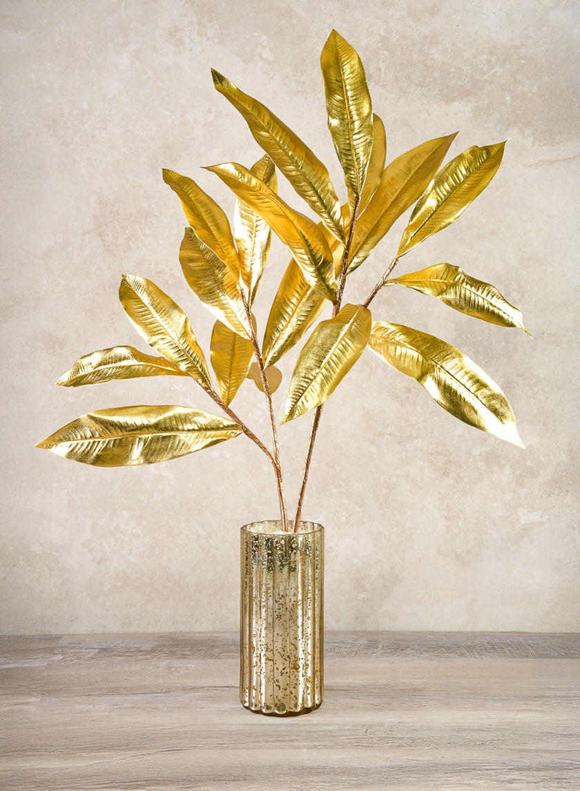 35in Long Gold Magnolia Leaf Spray, Case of 12 Decor Jamali Garden
