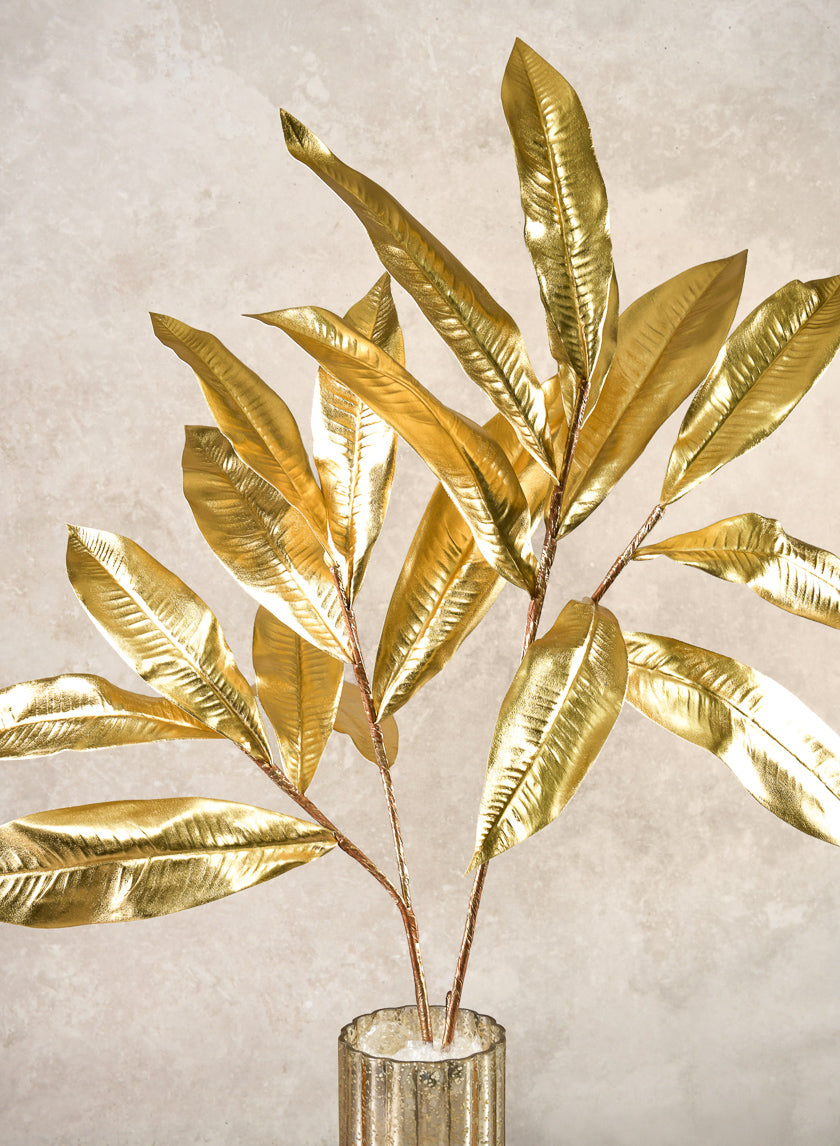 35in Long Gold Magnolia Leaf Spray, Case of 12 Decor Jamali Garden