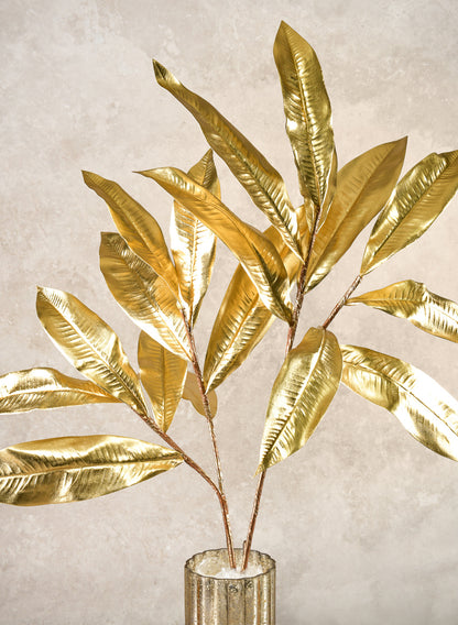 35in Long Gold Magnolia Leaf Spray, Case of 12 Decor Jamali Garden