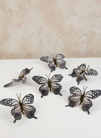 3.5in Long Black Butterfly Ornament, Set of 6 Decor Jamali Garden