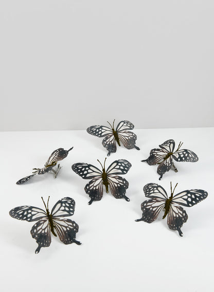 3.5in Long Black Butterfly Ornament, Set of 6 Decor Jamali Garden