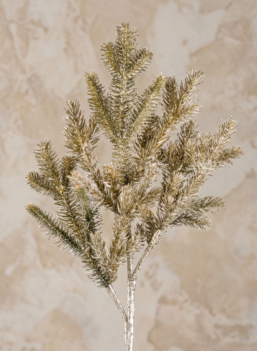 28in Long Glittered Champagne Pine Spray Decor Jamali Garden