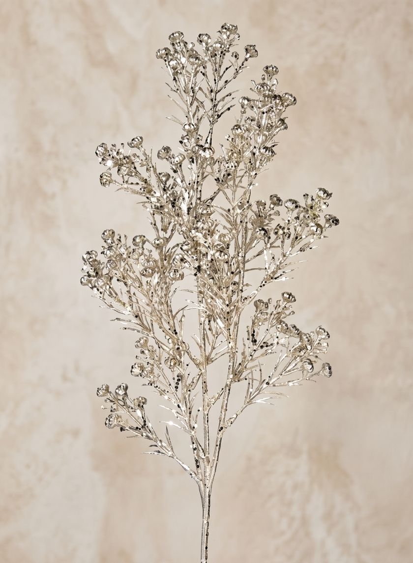 19in Long Glittery Champagne Rosemary Grass Spray, Case of 12