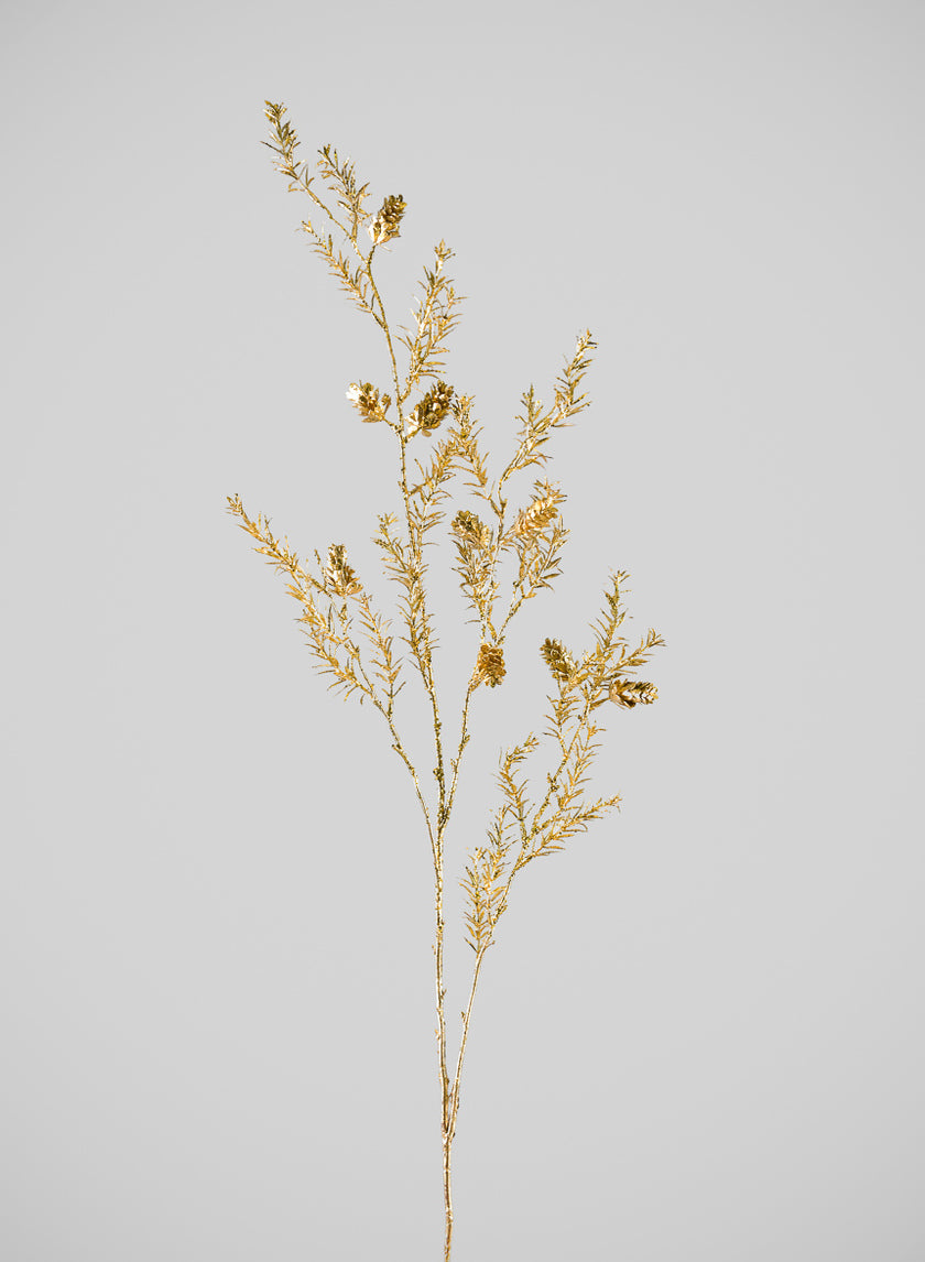44in Long Gold Pine Needle Spray with Pinecones, Case of 12 Decor Jamali Garden