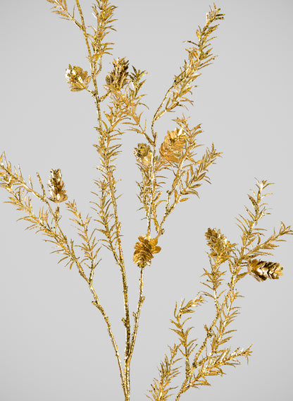 44in Long Gold Pine Needle Spray with Pinecones, Case of 12 Decor Jamali Garden