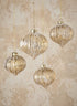 4in Wide Gold Foil & Glitter Stripe Glass Ornament Onion, Set of 4 Decor Jamali Garden